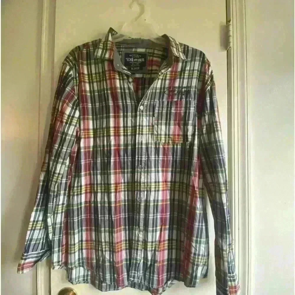 Echo Unltd Plaid Checkered Red/Blue/Green Shirt XLarge‎